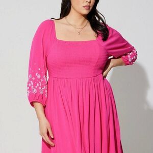 Torrid Pink Gauze Blouson Sleeve Dress Size 2X